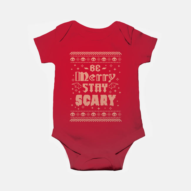 Be Merry Stay Scary Ugly Sweater-Baby-Basic-Onesie-xMorfina