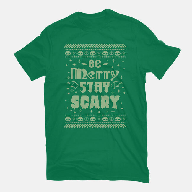 Be Merry Stay Scary Ugly Sweater-Womens-Basic-Tee-xMorfina
