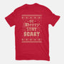 Be Merry Stay Scary Ugly Sweater-Womens-Fitted-Tee-xMorfina