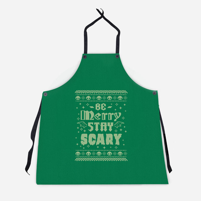 Be Merry Stay Scary Ugly Sweater-Unisex-Kitchen-Apron-xMorfina