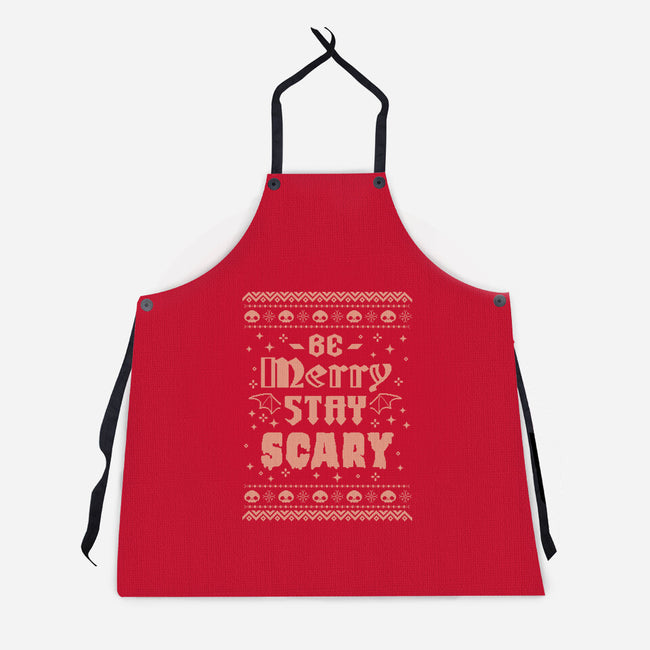 Be Merry Stay Scary Ugly Sweater-Unisex-Kitchen-Apron-xMorfina