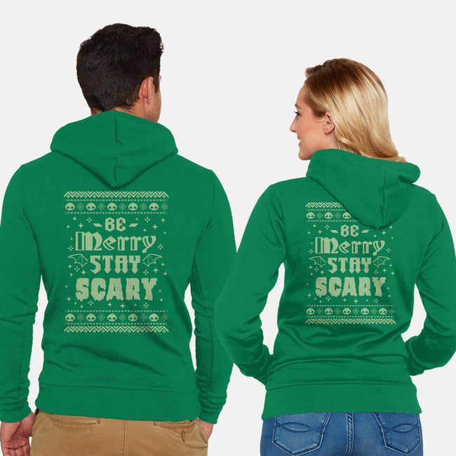 Be Merry Stay Scary Ugly Sweater-Unisex-Zip-Up-Sweatshirt-xMorfina