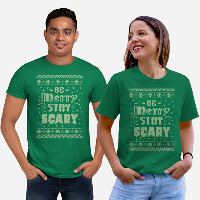 Be Merry Stay Scary Ugly Sweater-Unisex-Basic-Tee-xMorfina