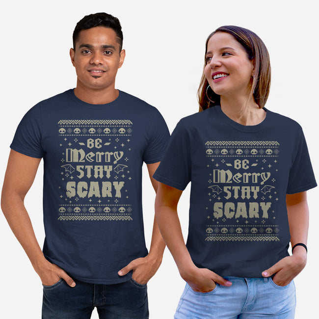 Be Merry Stay Scary Ugly Sweater-Unisex-Basic-Tee-xMorfina