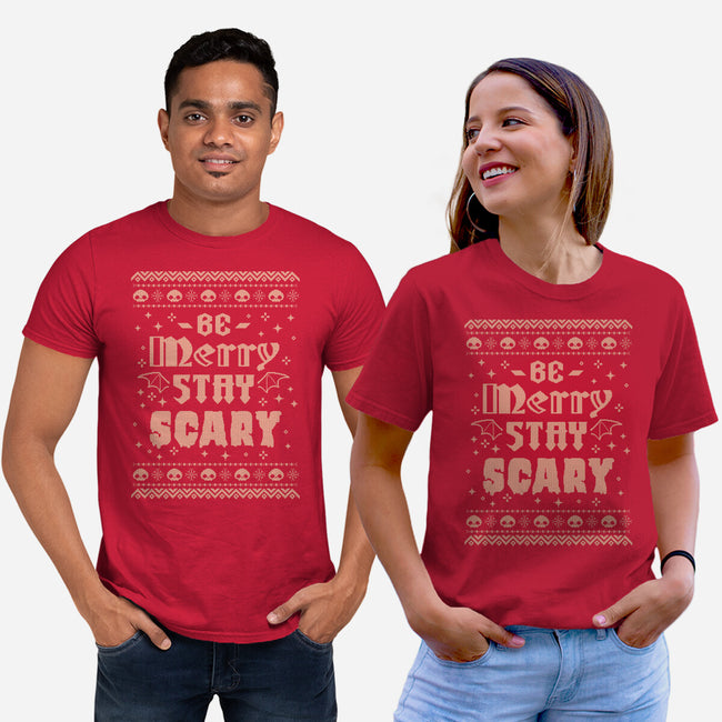 Be Merry Stay Scary Ugly Sweater-Unisex-Basic-Tee-xMorfina