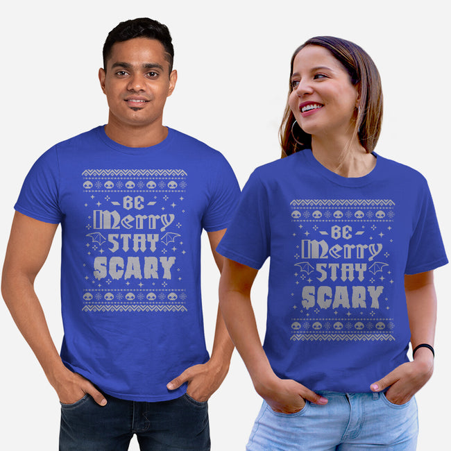 Be Merry Stay Scary Ugly Sweater-Unisex-Basic-Tee-xMorfina