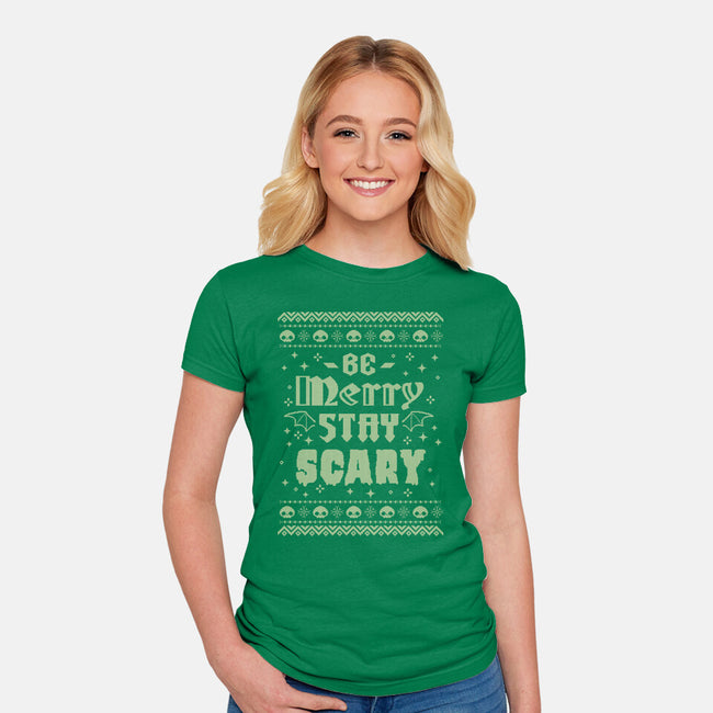 Be Merry Stay Scary Ugly Sweater-Womens-Fitted-Tee-xMorfina