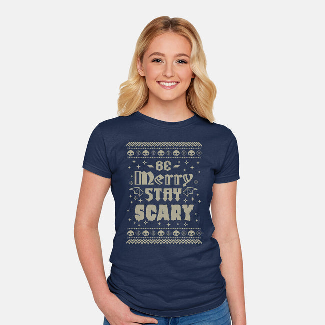 Be Merry Stay Scary Ugly Sweater-Womens-Fitted-Tee-xMorfina