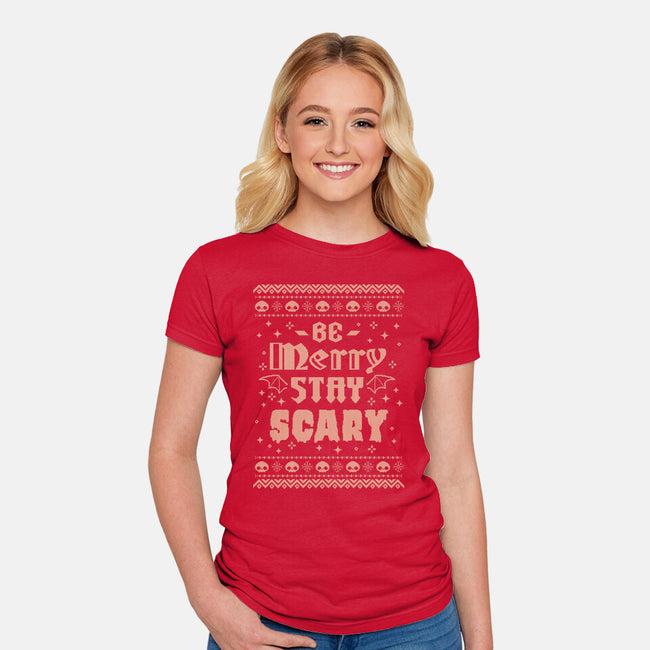 Be Merry Stay Scary Ugly Sweater-Womens-Fitted-Tee-xMorfina