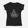 Funny Cat Christmas Tree Costume-Womens-V-Neck-Tee-xMorfina