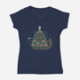 Funny Cat Christmas Tree Costume-Womens-V-Neck-Tee-xMorfina