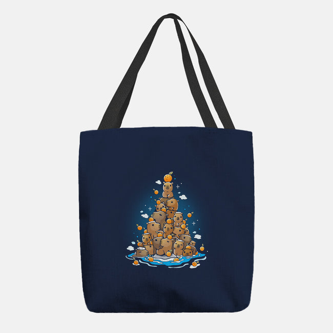 Capibara Christmas Tree-None-Basic Tote-Bag-Vallina84