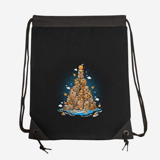 Capibara Christmas Tree-None-Drawstring-Bag-Vallina84