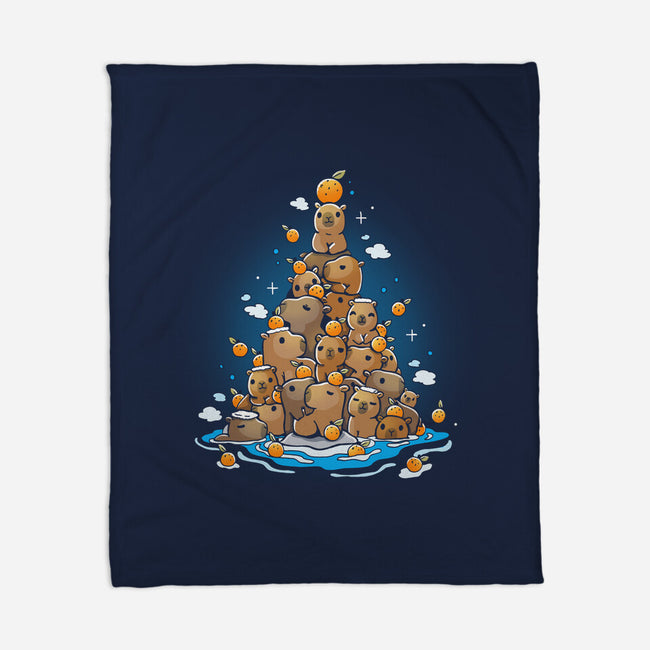 Capibara Christmas Tree-None-Fleece-Blanket-Vallina84