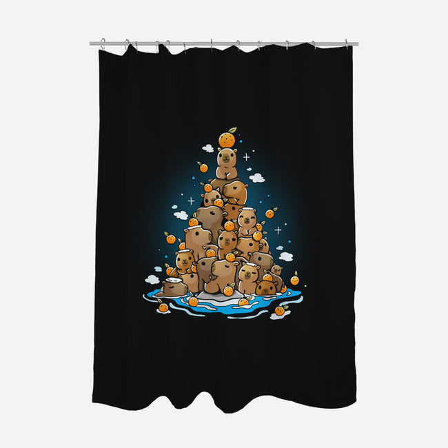 Capibara Christmas Tree-None-Polyester-Shower Curtain-Vallina84