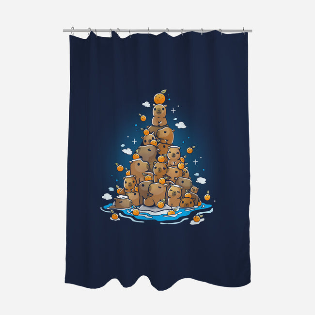 Capibara Christmas Tree-None-Polyester-Shower Curtain-Vallina84