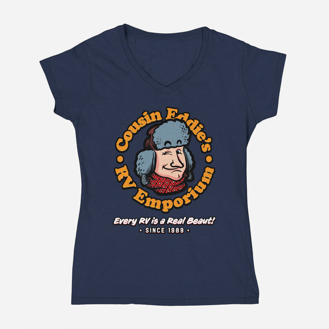 Cousin Eddie's RV Emporium-Womens-V-Neck-Tee-mannypdesign