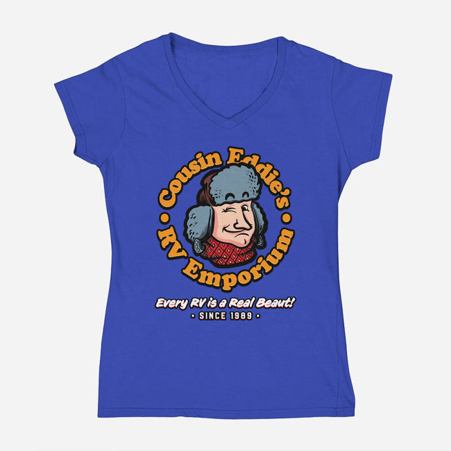 Cousin Eddie's RV Emporium-Womens-V-Neck-Tee-mannypdesign