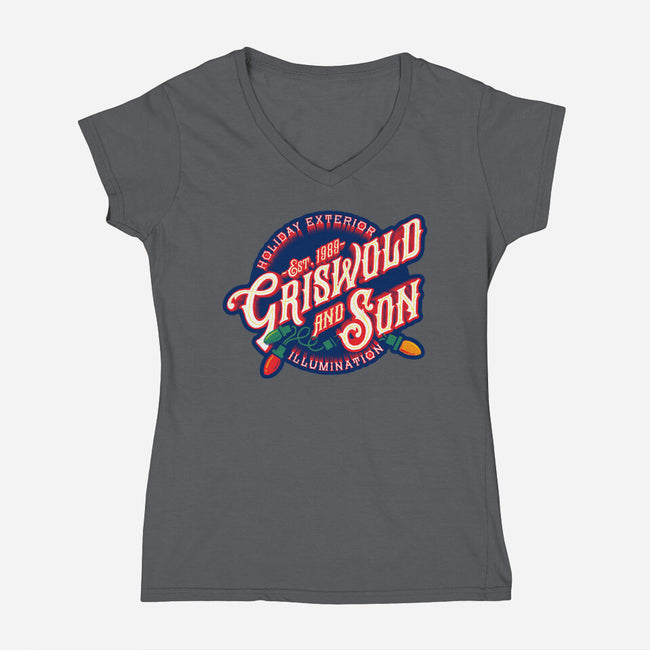 Griswold And Son Holiday Exterior Illumination-Womens-V-Neck-Tee-mannypdesign