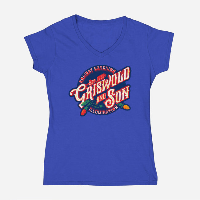Griswold And Son Holiday Exterior Illumination-Womens-V-Neck-Tee-mannypdesign