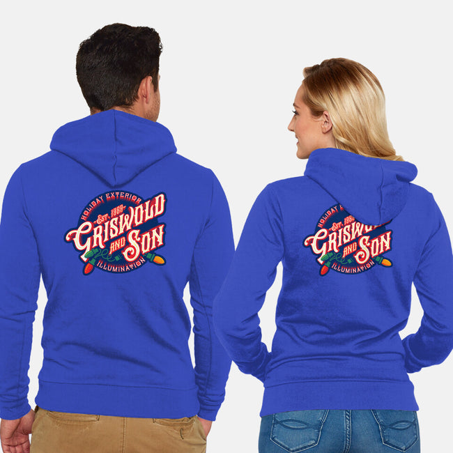 Griswold And Son Holiday Exterior Illumination-Unisex-Zip-Up-Sweatshirt-mannypdesign