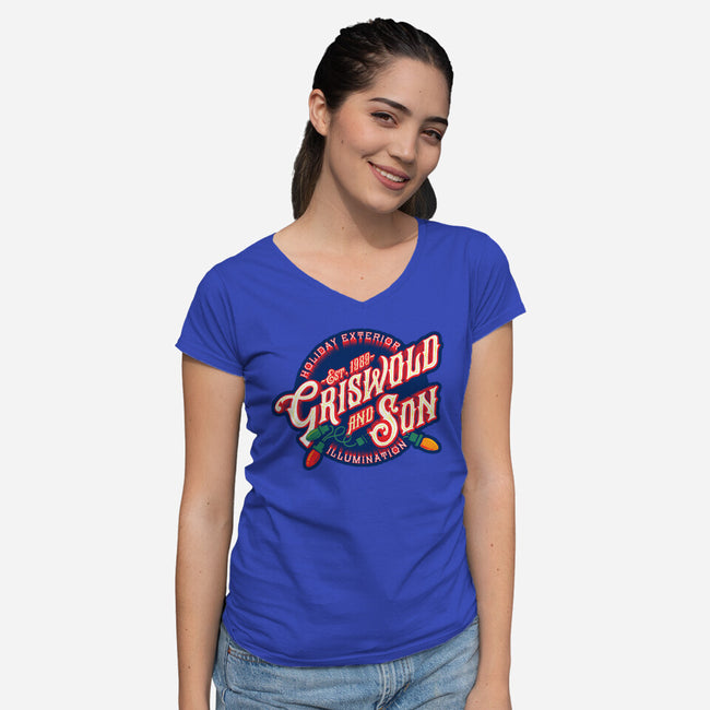 Griswold And Son Holiday Exterior Illumination-Womens-V-Neck-Tee-mannypdesign