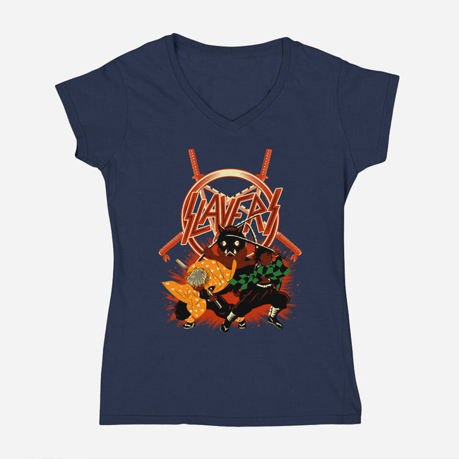 Three Slayers-Womens-V-Neck-Tee-rmatix