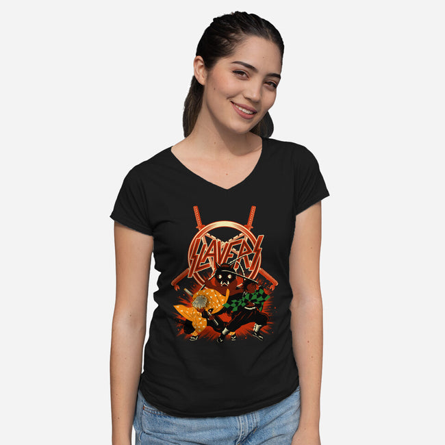 Three Slayers-Womens-V-Neck-Tee-rmatix