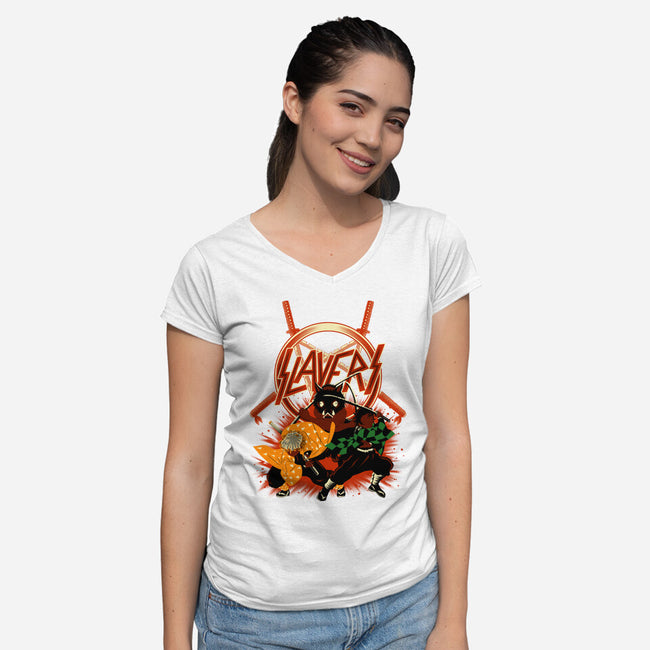 Three Slayers-Womens-V-Neck-Tee-rmatix