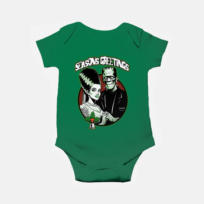Seasons Greetings Frankie And Bride-Baby-Basic-Onesie-palmstreet
