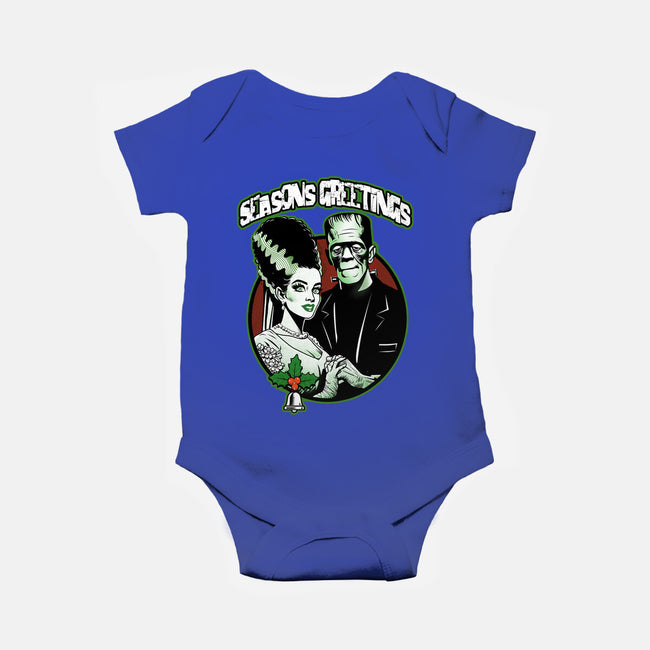 Seasons Greetings Frankie And Bride-Baby-Basic-Onesie-palmstreet