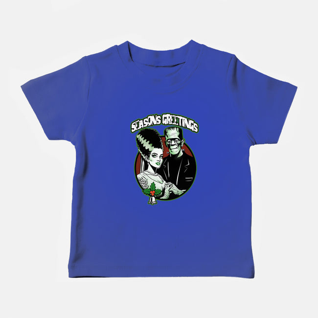 Seasons Greetings Frankie And Bride-Baby-Basic-Tee-palmstreet