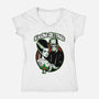 Seasons Greetings Frankie And Bride-Womens-V-Neck-Tee-palmstreet