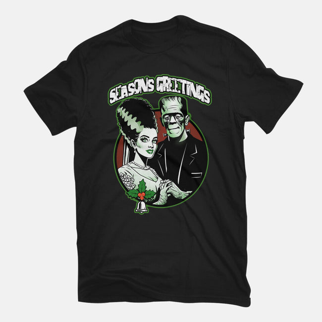 Seasons Greetings Frankie And Bride-Womens-Fitted-Tee-palmstreet