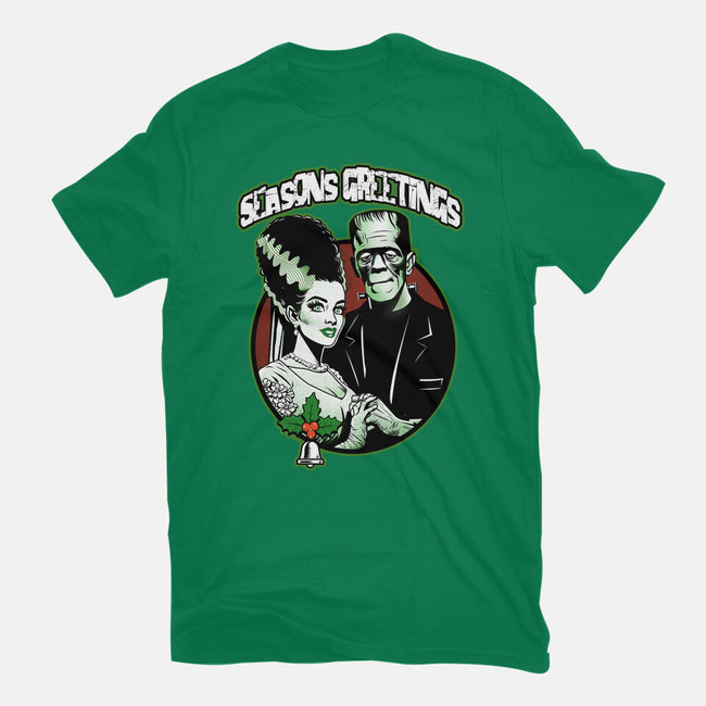 Seasons Greetings Frankie And Bride-Womens-Fitted-Tee-palmstreet
