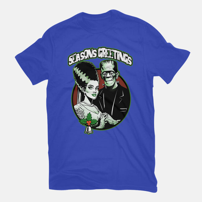 Seasons Greetings Frankie And Bride-Unisex-Basic-Tee-palmstreet