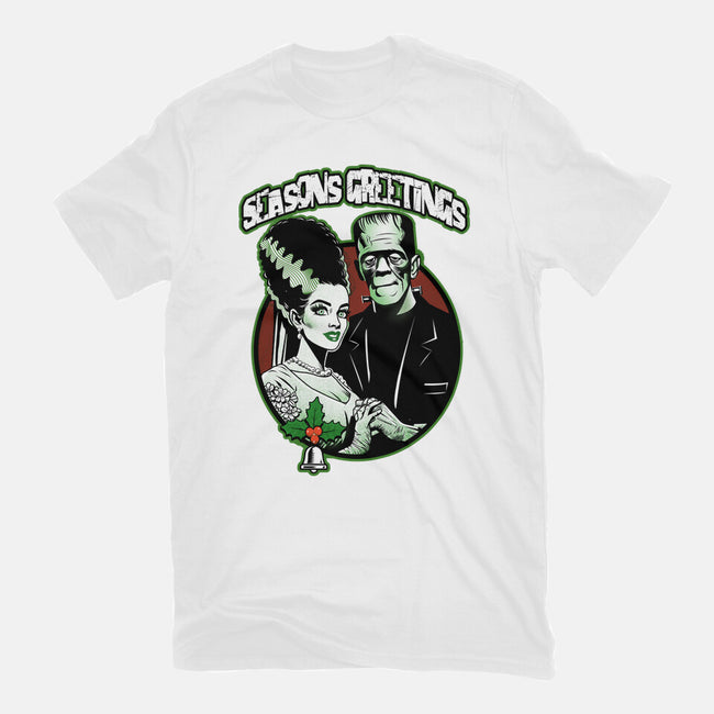 Seasons Greetings Frankie And Bride-Womens-Fitted-Tee-palmstreet