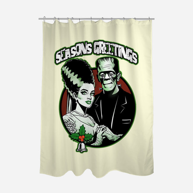Seasons Greetings Frankie And Bride-None-Polyester-Shower Curtain-palmstreet