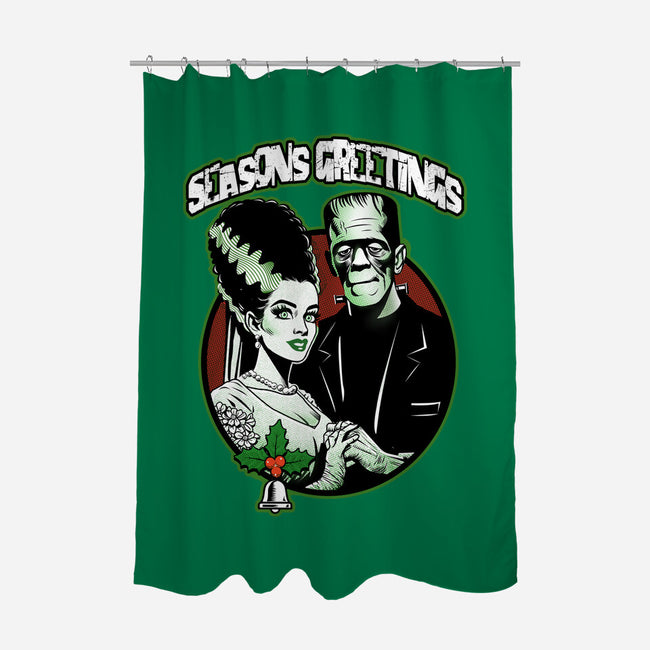 Seasons Greetings Frankie And Bride-None-Polyester-Shower Curtain-palmstreet