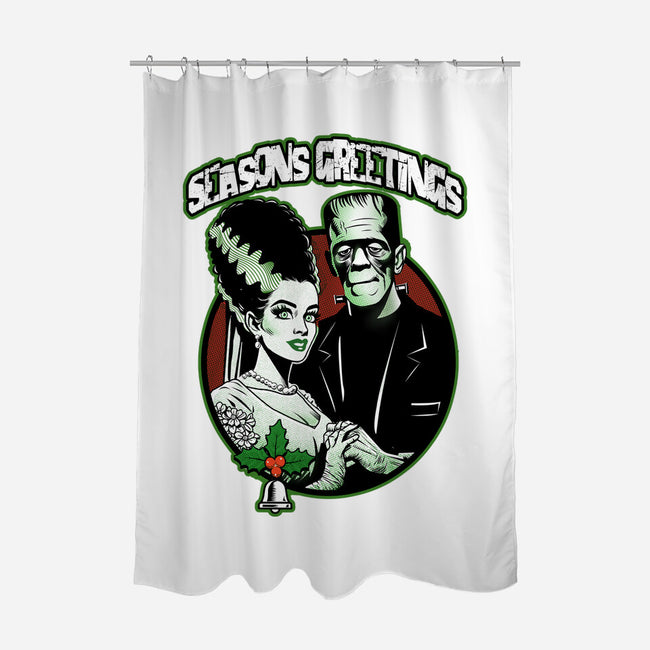 Seasons Greetings Frankie And Bride-None-Polyester-Shower Curtain-palmstreet