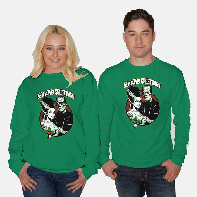 Seasons Greetings Frankie And Bride-Unisex-Crew Neck-Sweatshirt-palmstreet