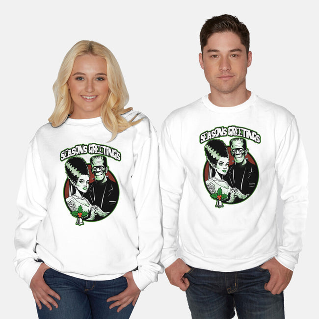 Seasons Greetings Frankie And Bride-Unisex-Crew Neck-Sweatshirt-palmstreet