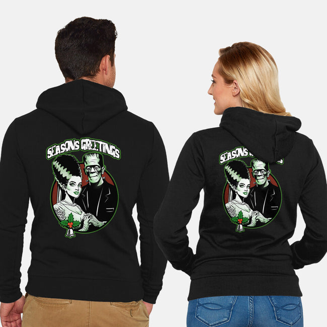 Seasons Greetings Frankie And Bride-Unisex-Zip-Up-Sweatshirt-palmstreet