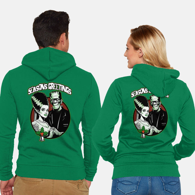 Seasons Greetings Frankie And Bride-Unisex-Zip-Up-Sweatshirt-palmstreet