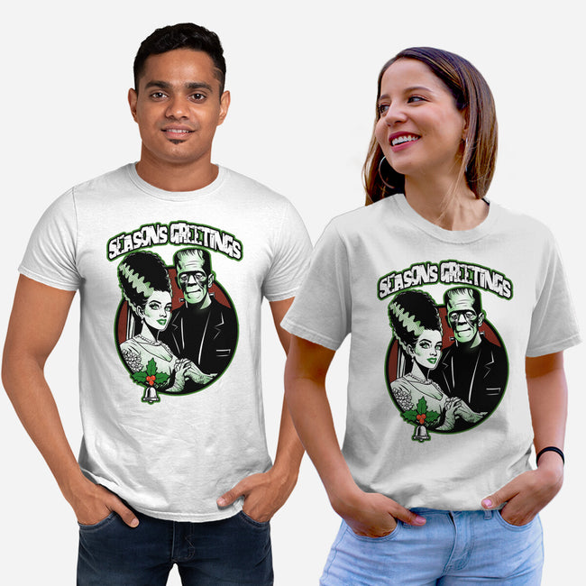 Seasons Greetings Frankie And Bride-Unisex-Basic-Tee-palmstreet
