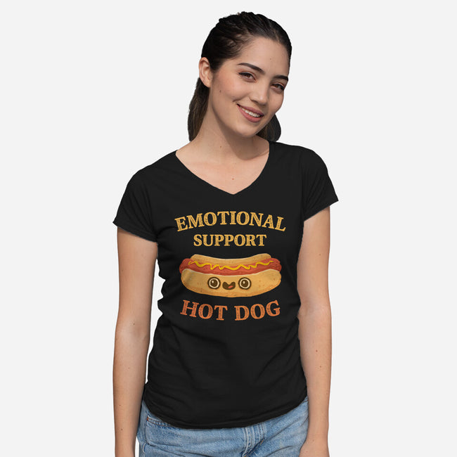 Emotional Support Hot Dog-Womens-V-Neck-Tee-kg07