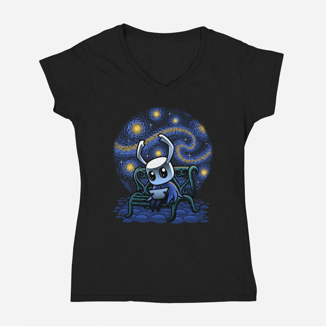 The Starry Night-Womens-V-Neck-Tee-Astrobot Invention