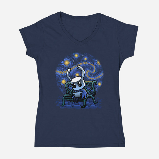 The Starry Night-Womens-V-Neck-Tee-Astrobot Invention