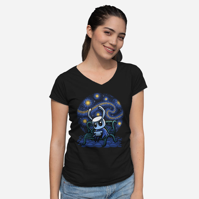 The Starry Night-Womens-V-Neck-Tee-Astrobot Invention