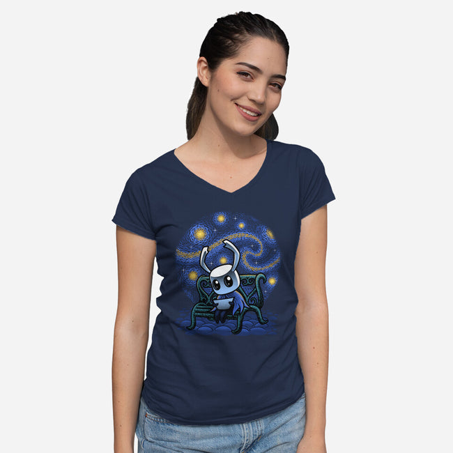 The Starry Night-Womens-V-Neck-Tee-Astrobot Invention